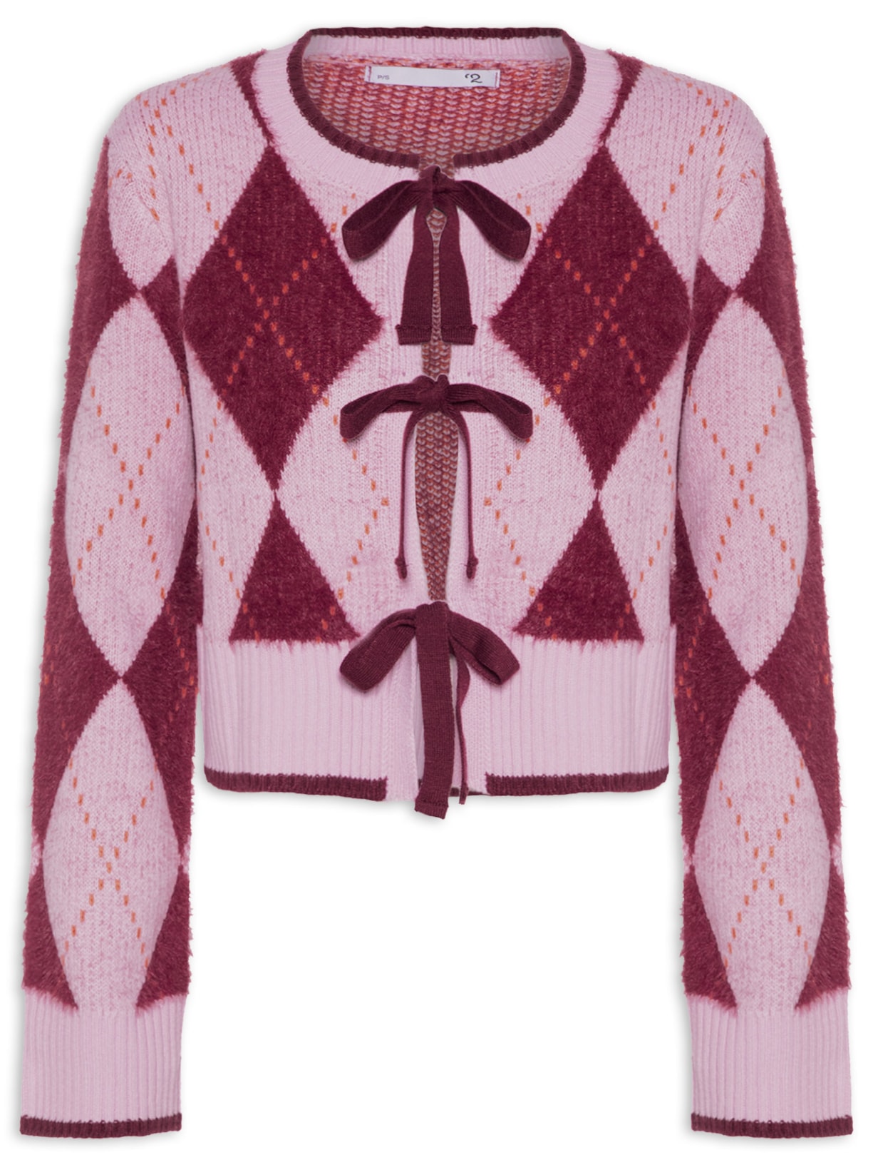Suéter Feminino Xadrez Em Tricot Rosa '2Essential