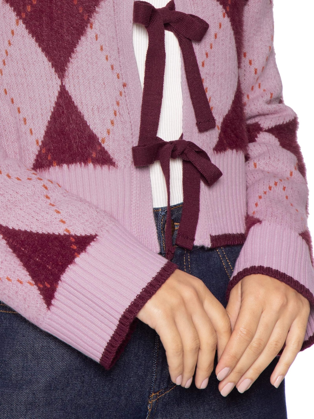 Suéter Feminino Xadrez Em Tricot Rosa '2Essential