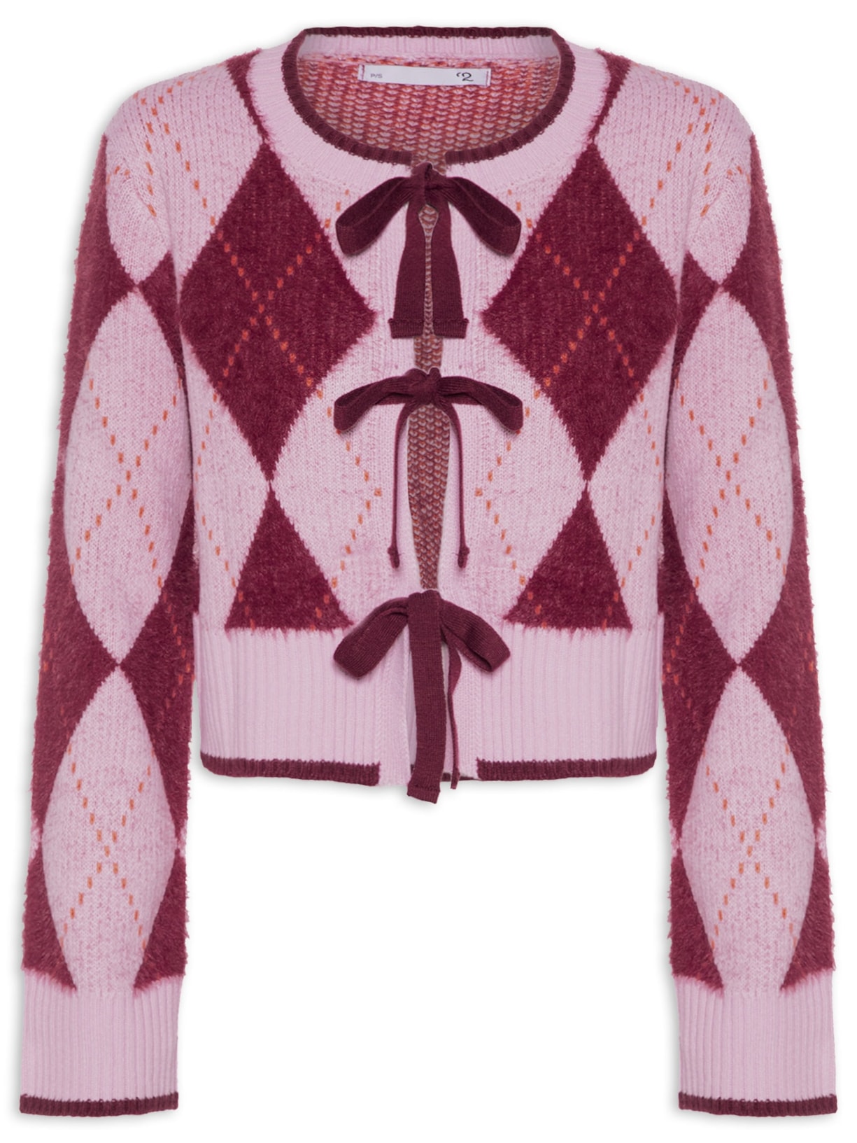 Suéter Feminino Xadrez Em Tricot Rosa '2Essential