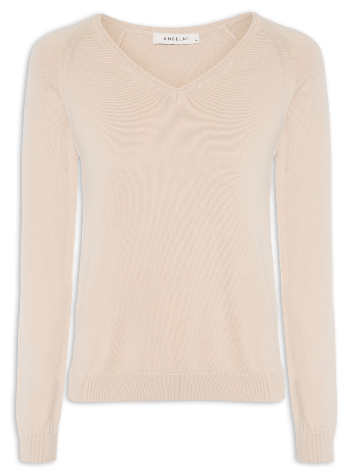 Suéter Femino Básico Gola Em V - Bege