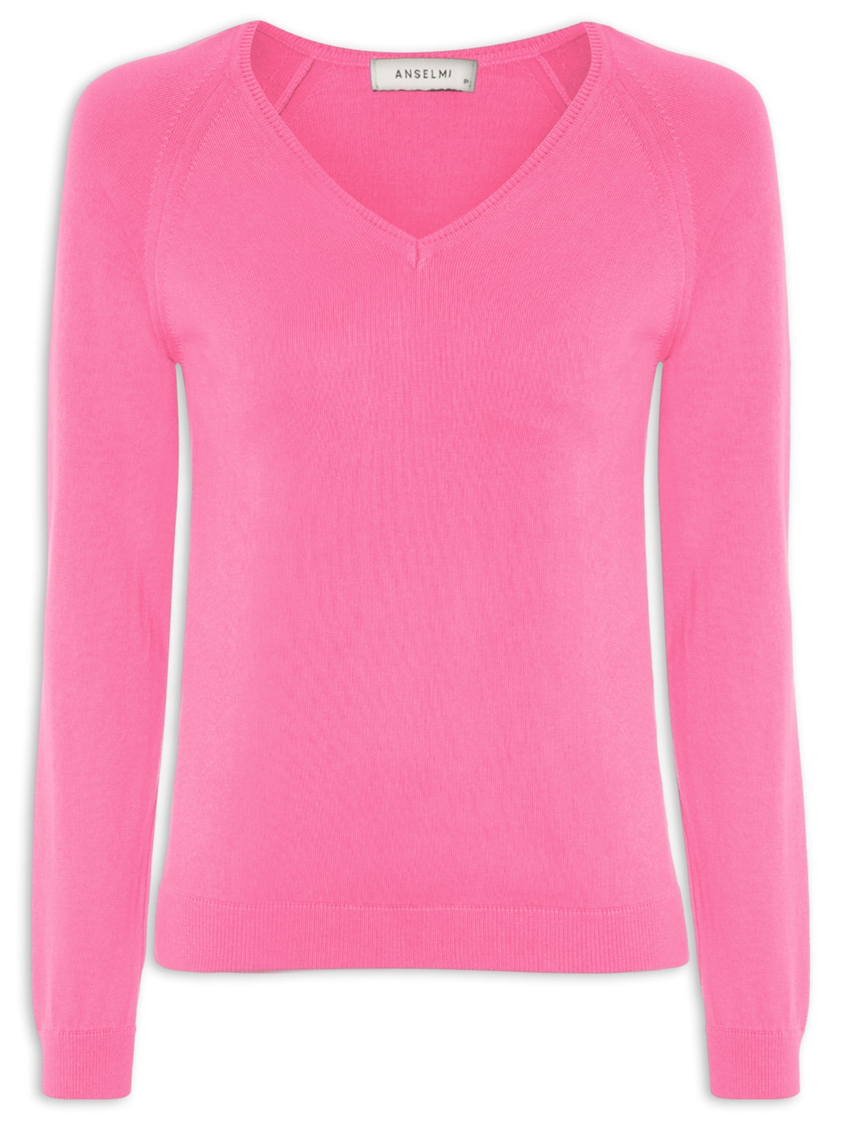 Suéter Femino Básico Gola Em V - Rosa