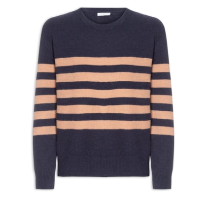 Suéter Listrado Feminino - Azul