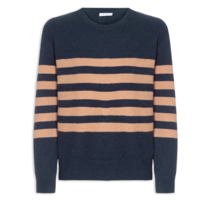 Suéter Listrado Feminino - Azul