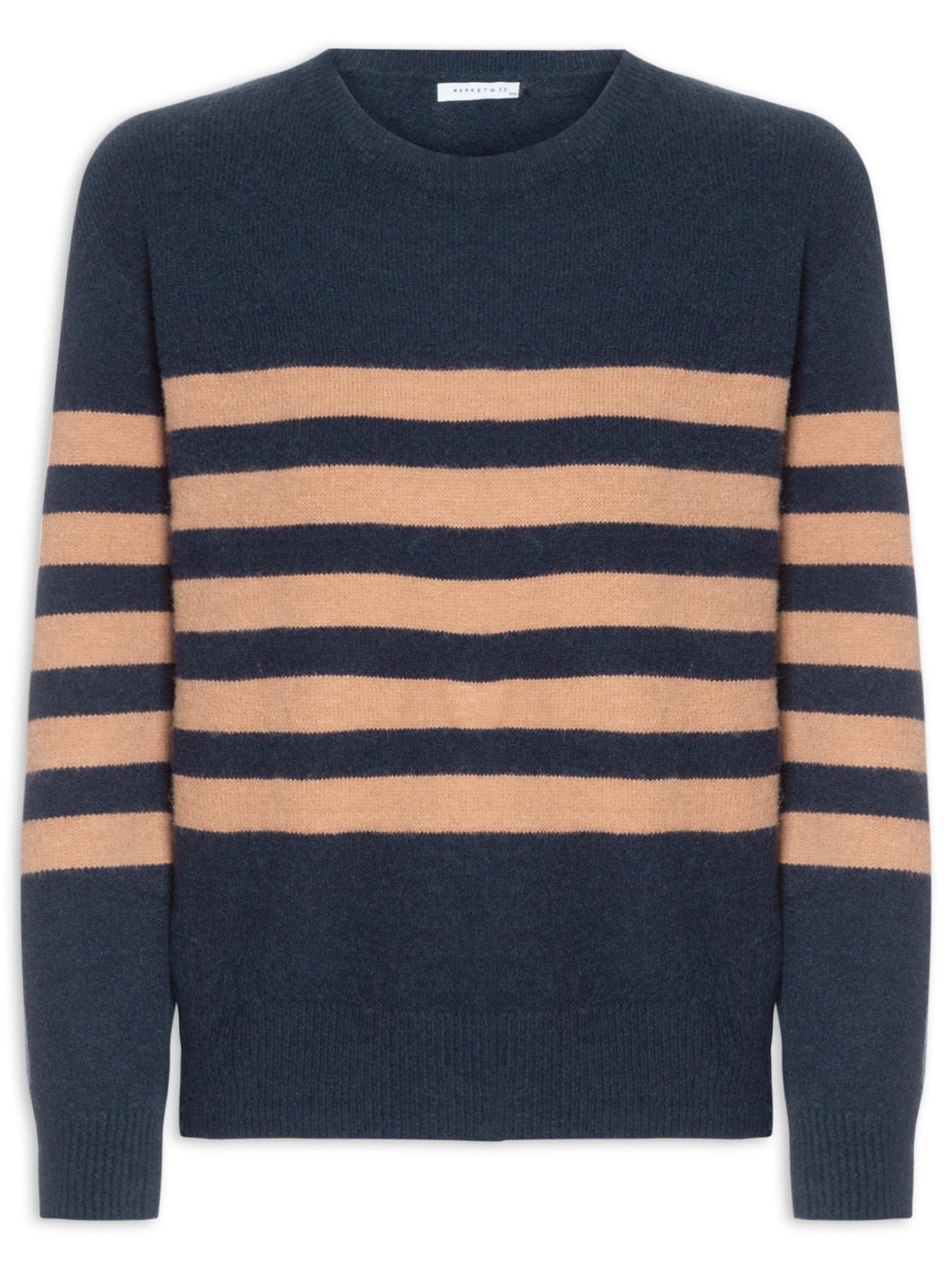 Suéter Listrado Feminino Em Tricot  Azul Market 33