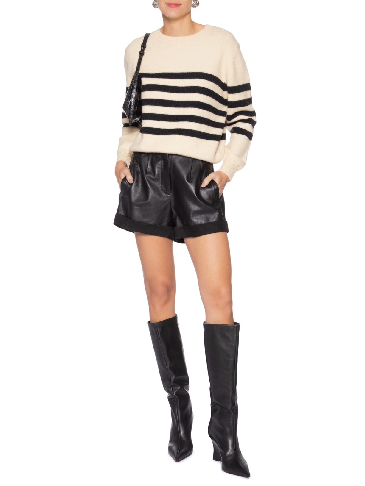 Suéter Listrado Feminino Em Tricot  Bege Market 33