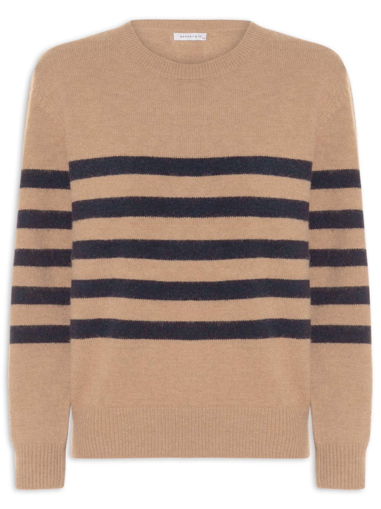 Suéter Listrado Feminino Em Tricot - Marrom