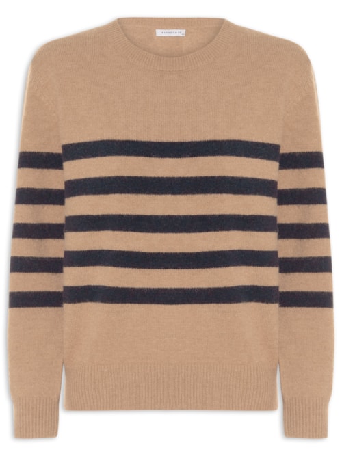 Suéter Listrado Feminino Em Tricot - Marrom