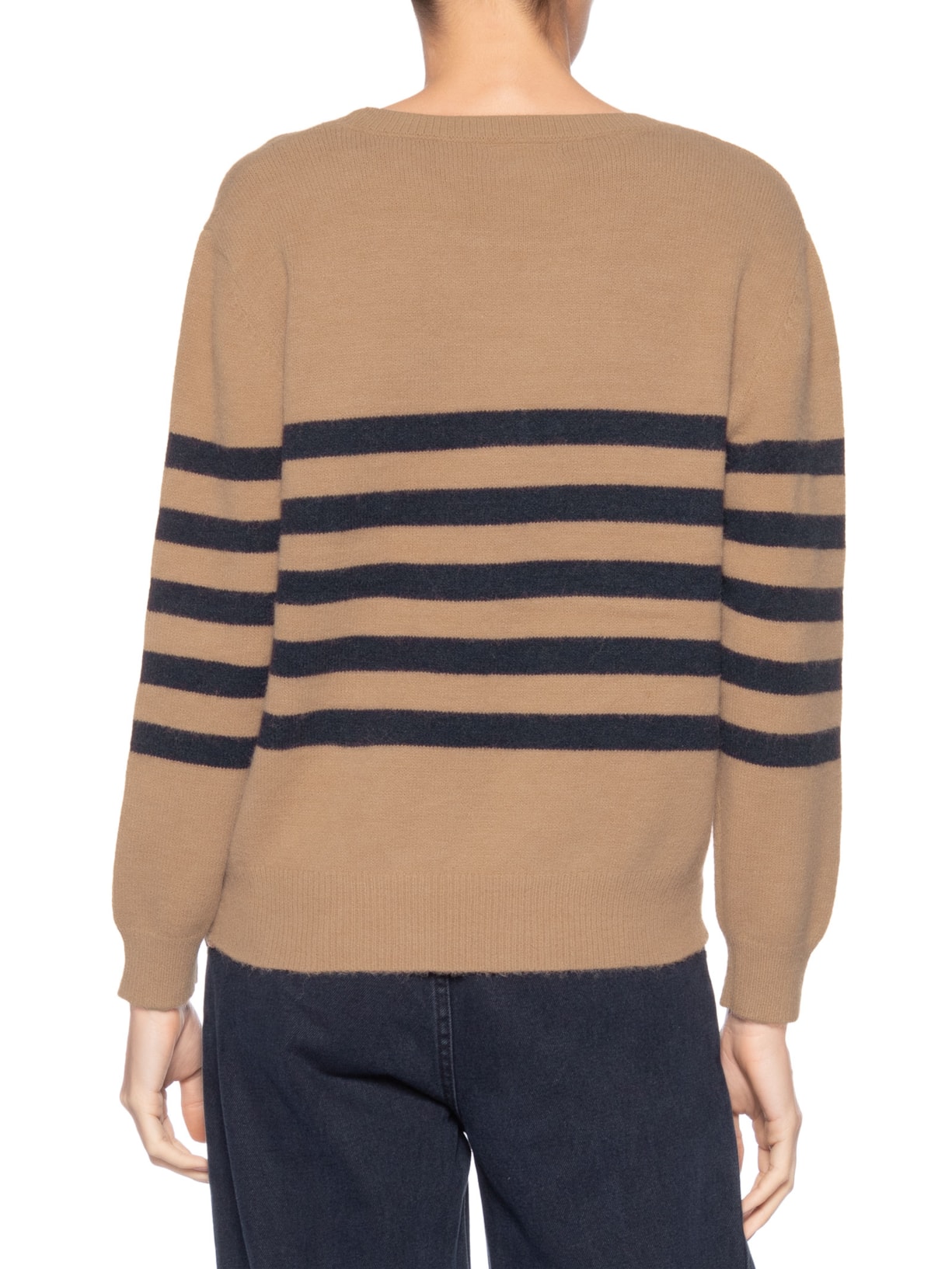 Suéter Listrado Feminino Em Tricot  Marrom Market 33
