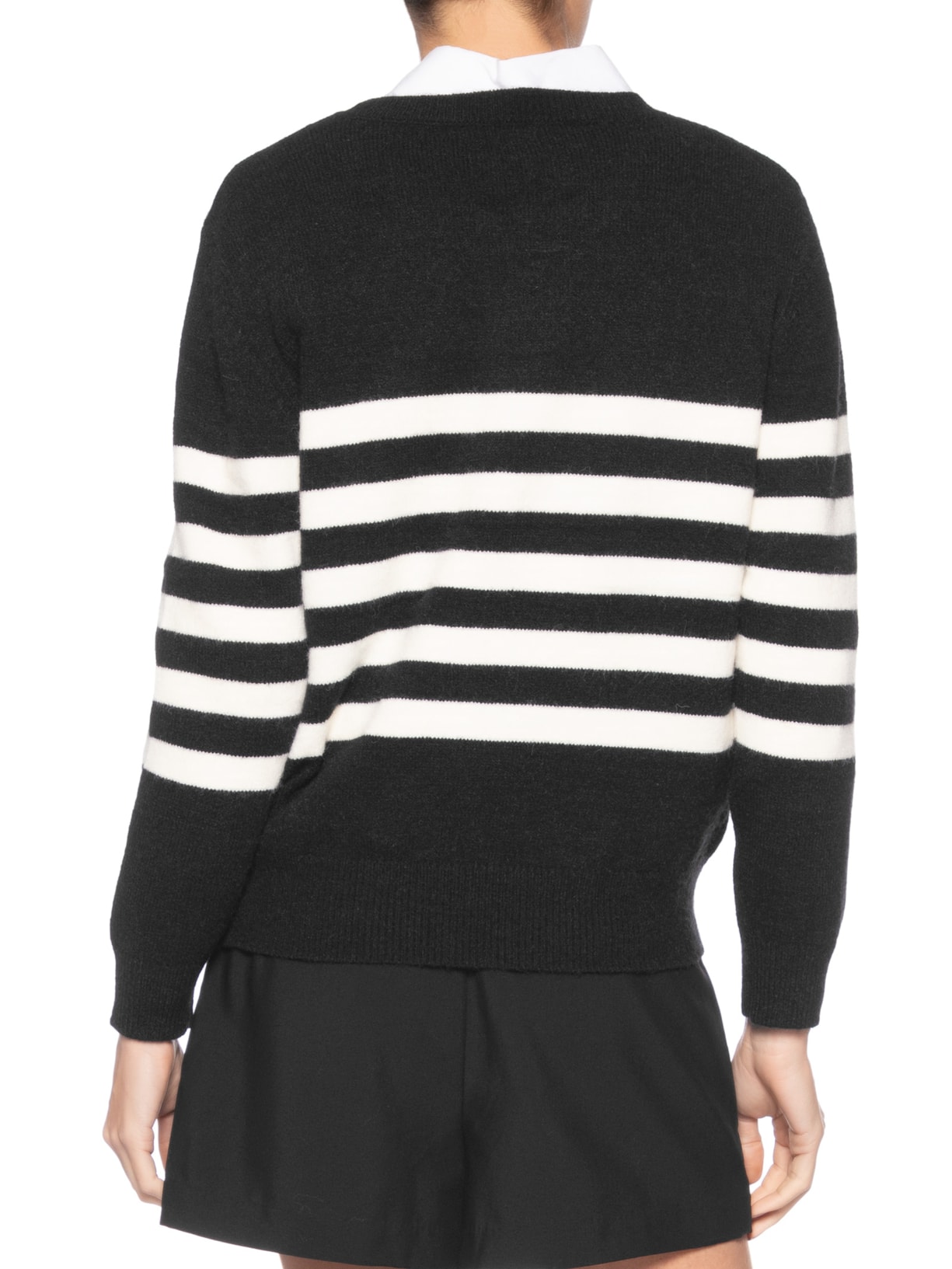 Suéter Listrado Feminino Em Tricot  Preto Market 33