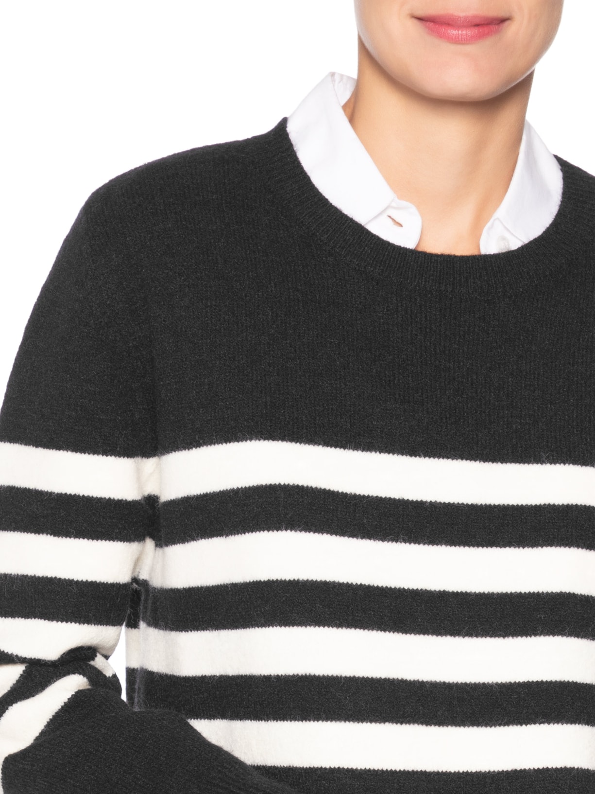 Suéter Listrado Feminino Em Tricot  Preto Market 33
