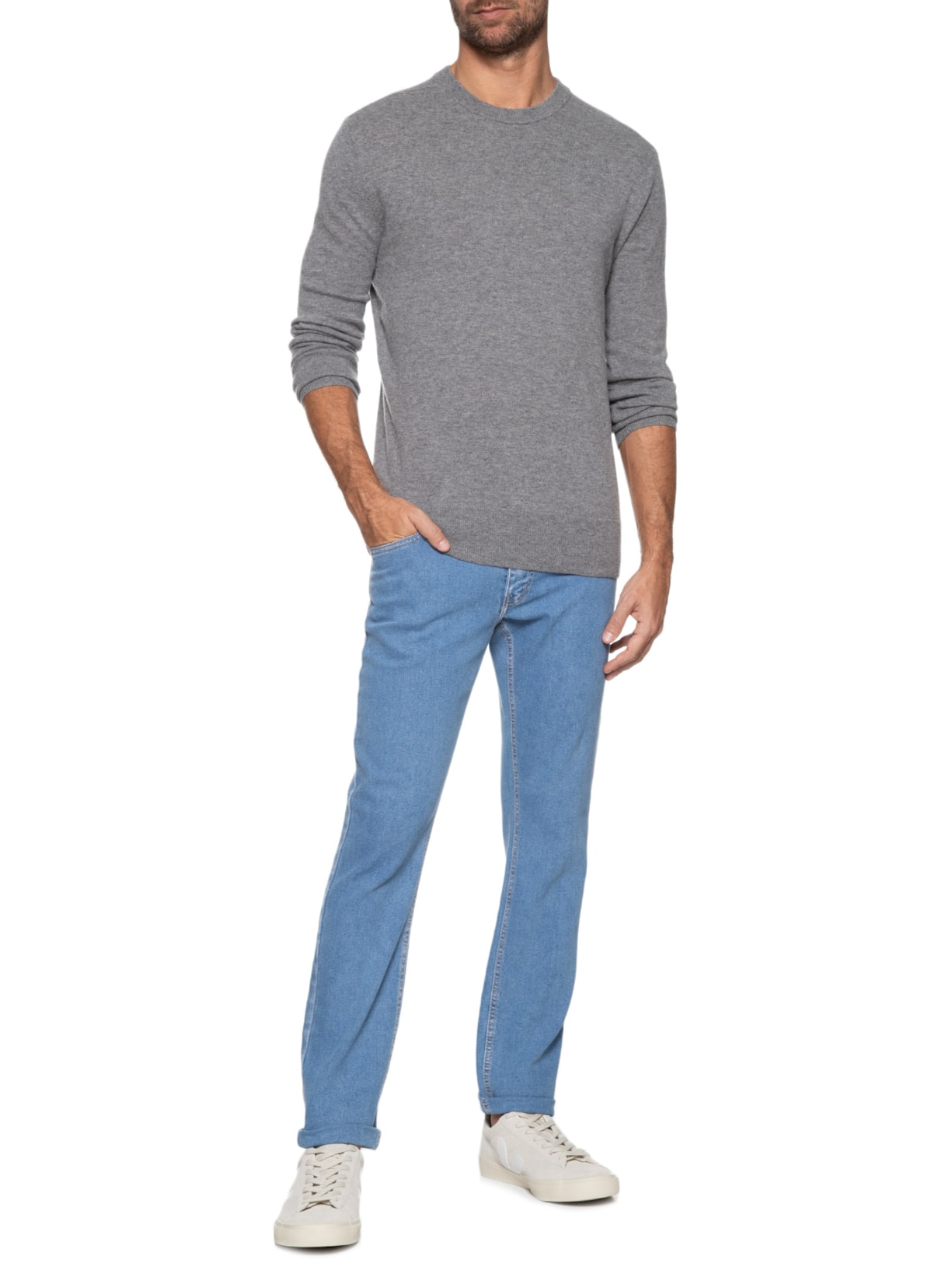 Suéter Masculina Soft Wool Cinza  Osklen