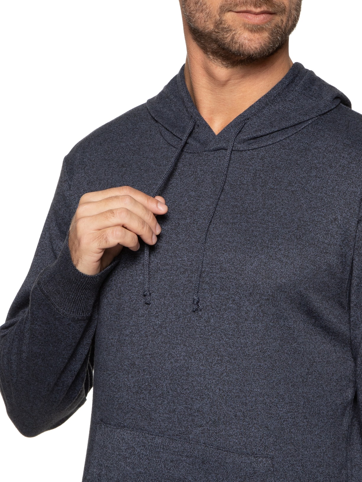 Suéter Masculina Tricot Com Bolso Canguru e Gorro Azul Basiq Men