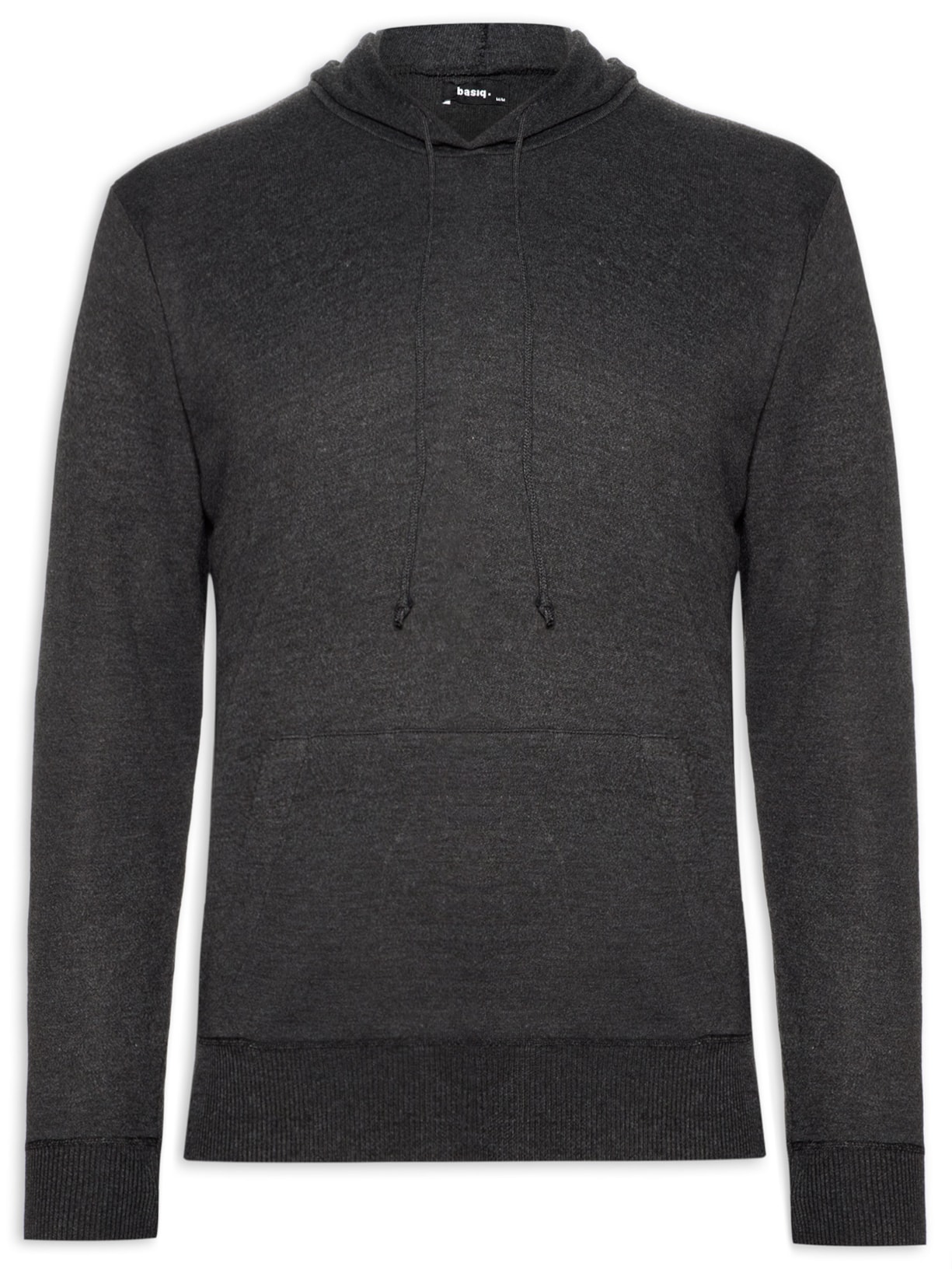 Suéter Masculina Tricot Com Bolso Canguru e Gorro - Cinza