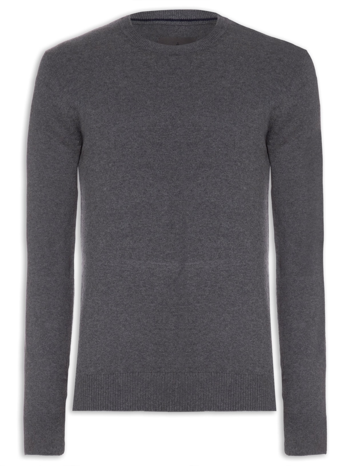 Suéter Masculino Algodão Cashmere Gola Careca - Cinza