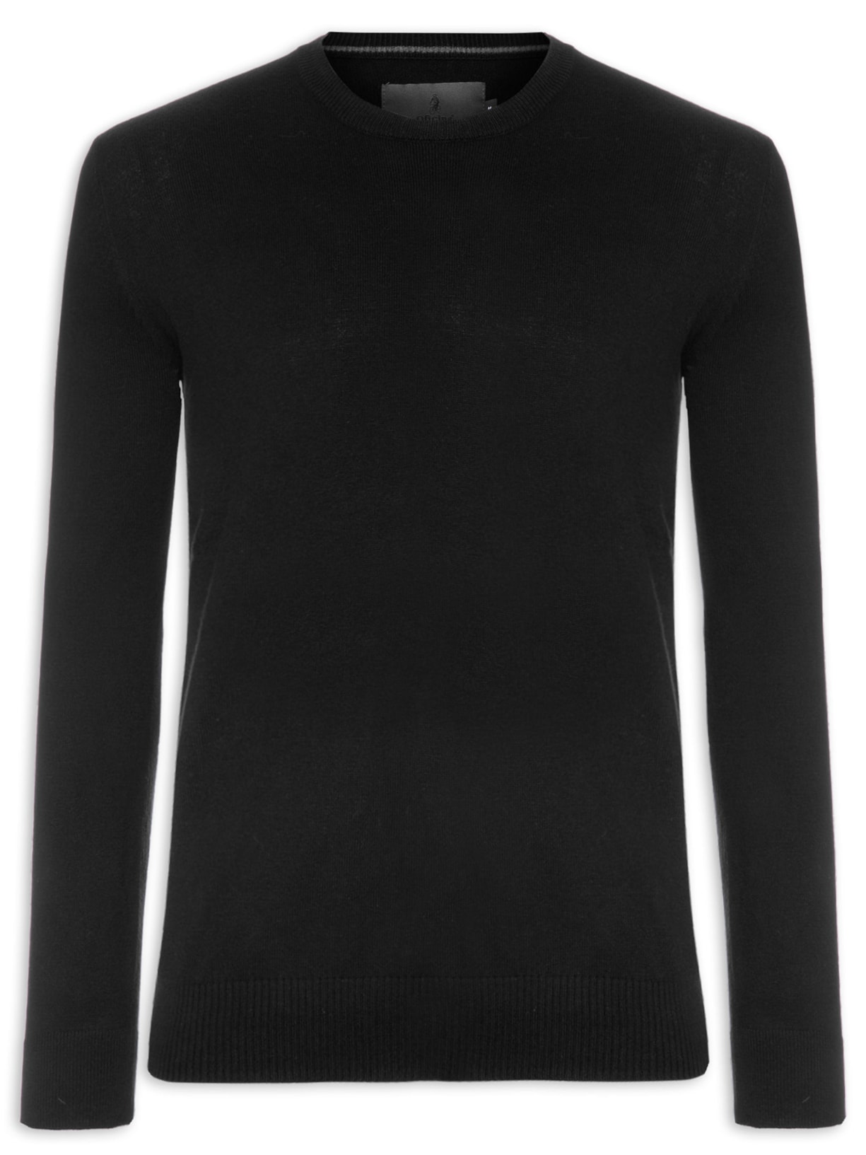 Suéter Masculino Algodão Cashmere Gola Com Manga Longa - Preto