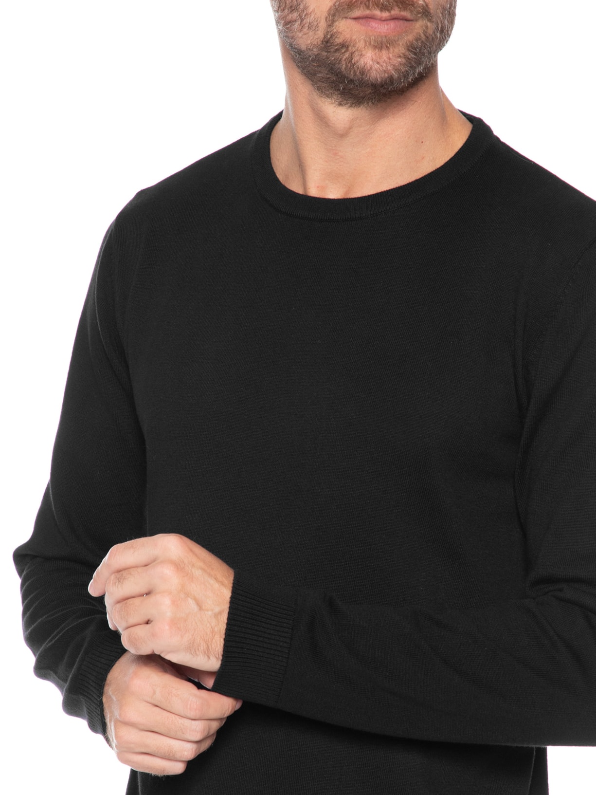 Suéter Masculino Básico Algodão Orgânico Preto Jack & Jones