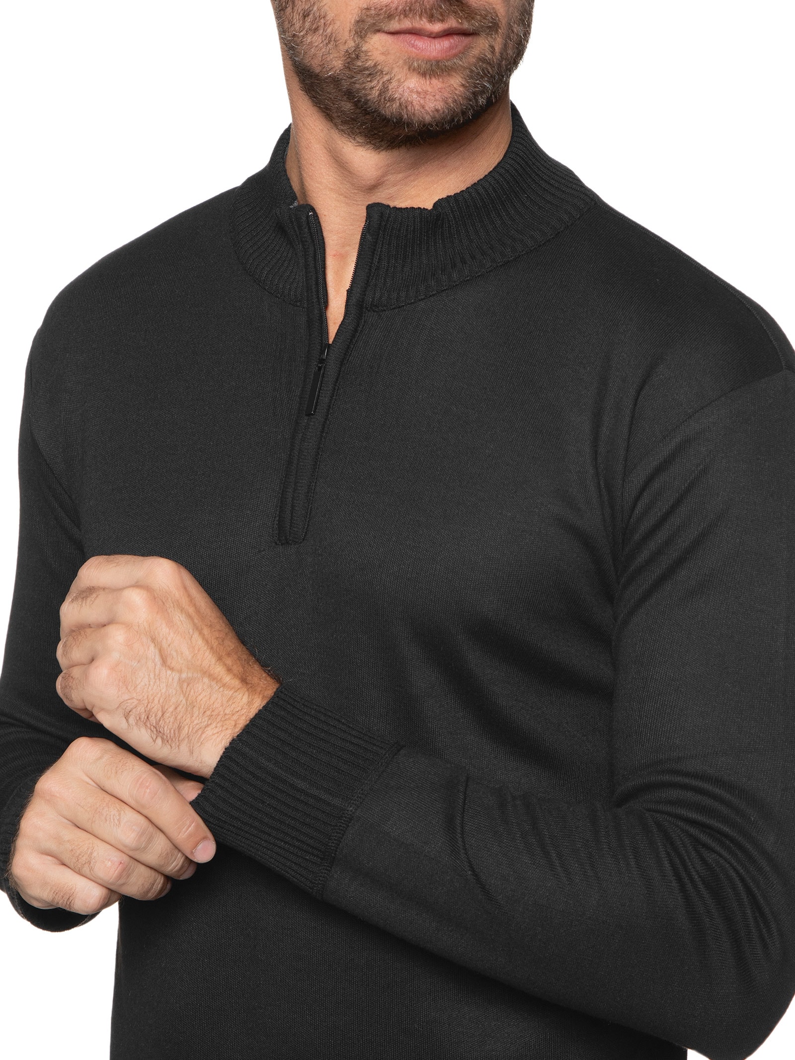 Suéter Masculino Básico Com Meio Zíper - Preto - Shop2gether