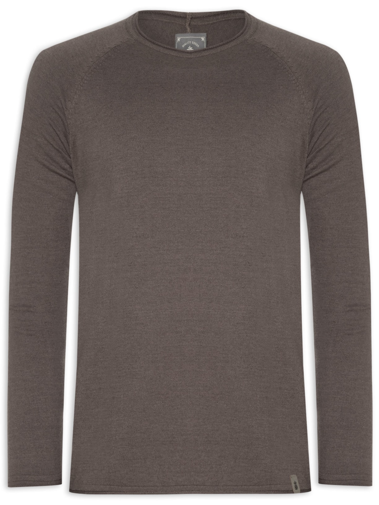 Suéter Masculino Básico Em Tricot Light - Marrom