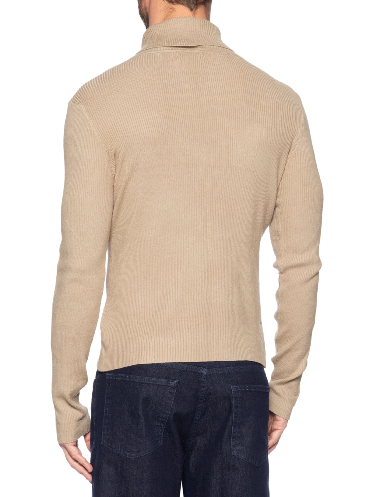 Suéter Masculino Básico Gola Alta Bege '2 Essential