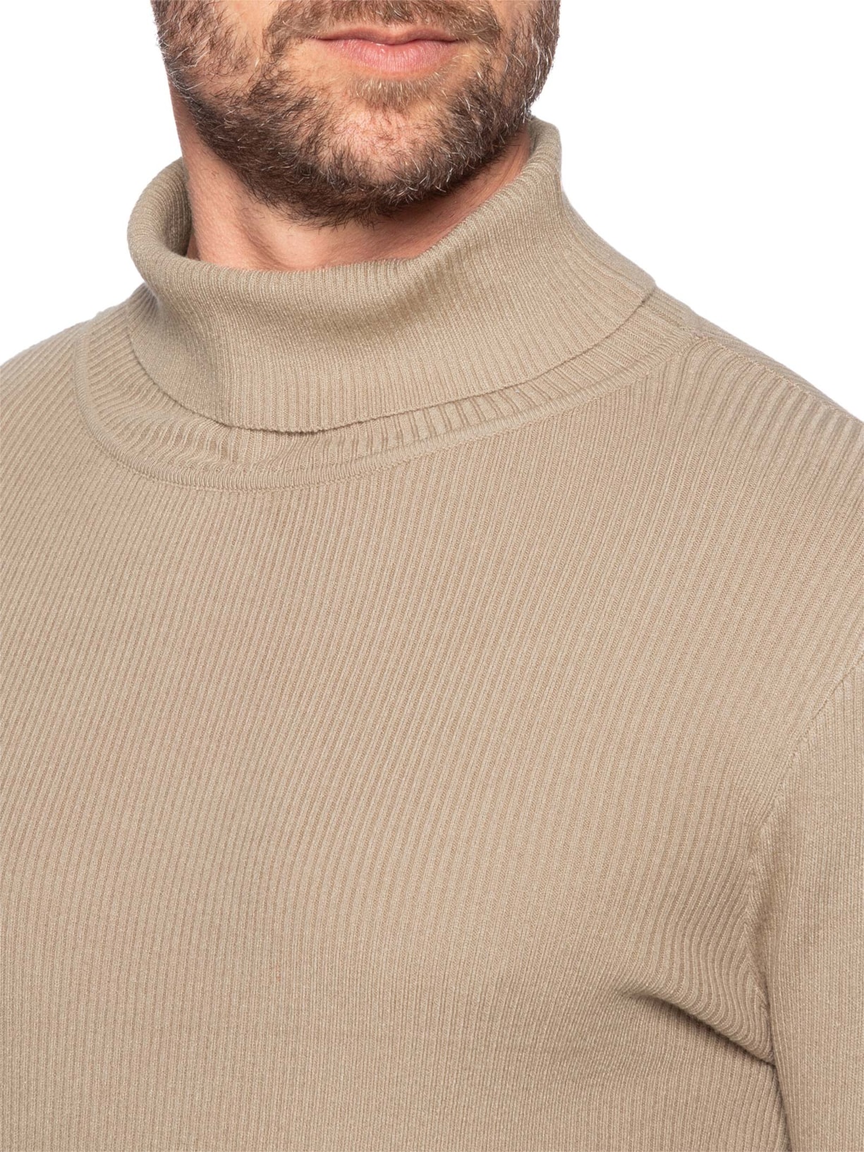 Suéter Masculino Básico Gola Alta Bege '2 Essential