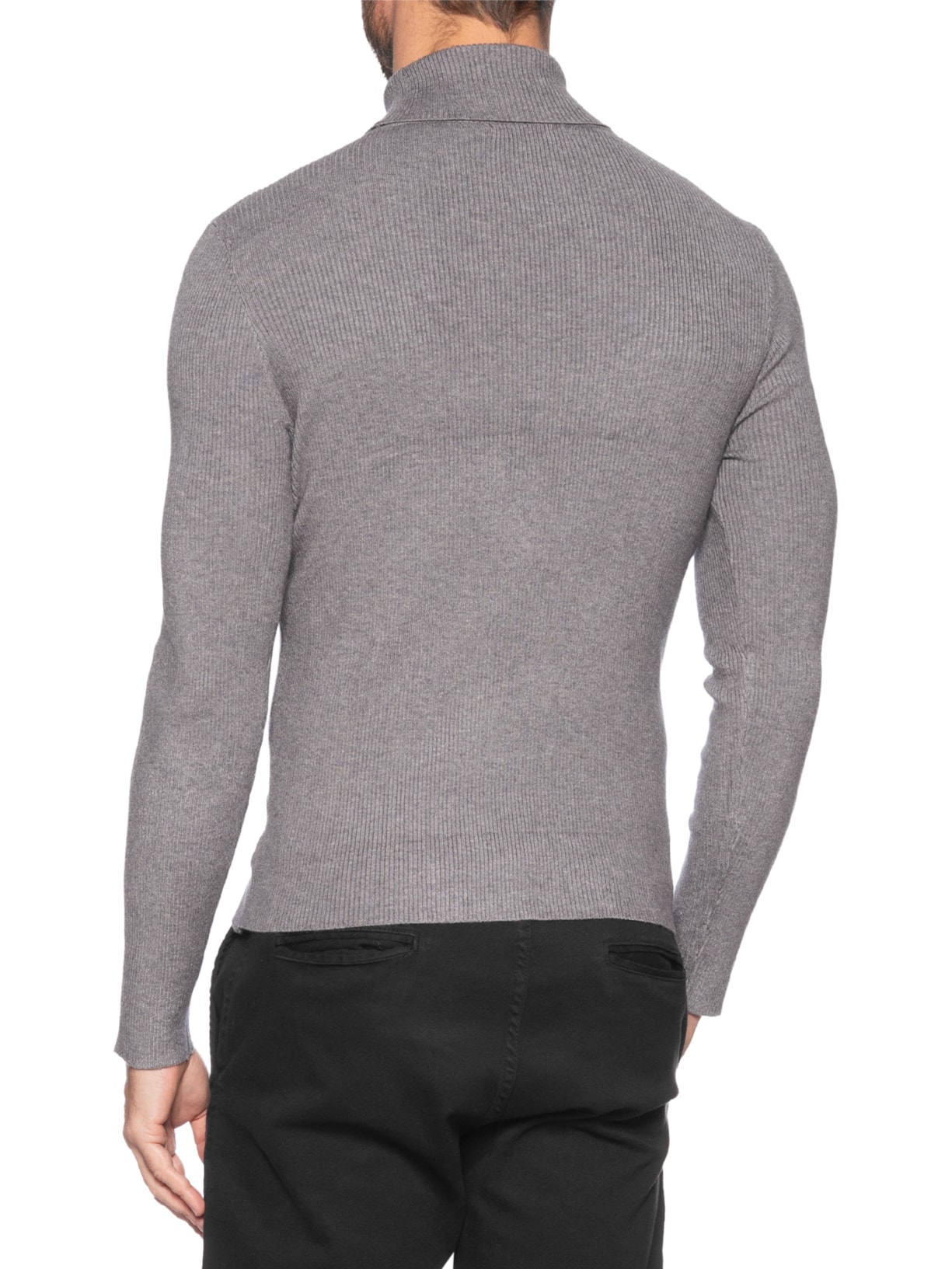 Suéter Masculino Básico Gola Alta Cinza '2 Essential