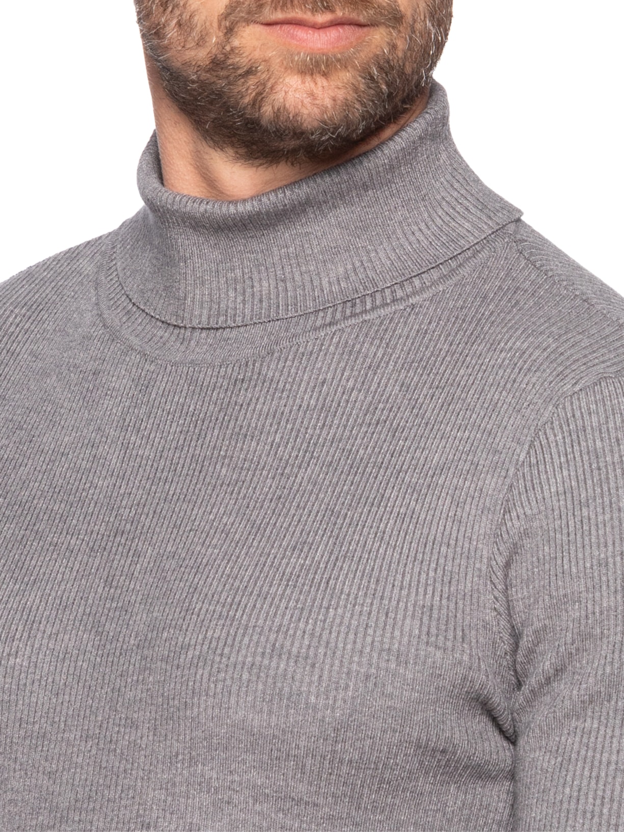 Suéter Masculino Básico Gola Alta Cinza '2 Essential