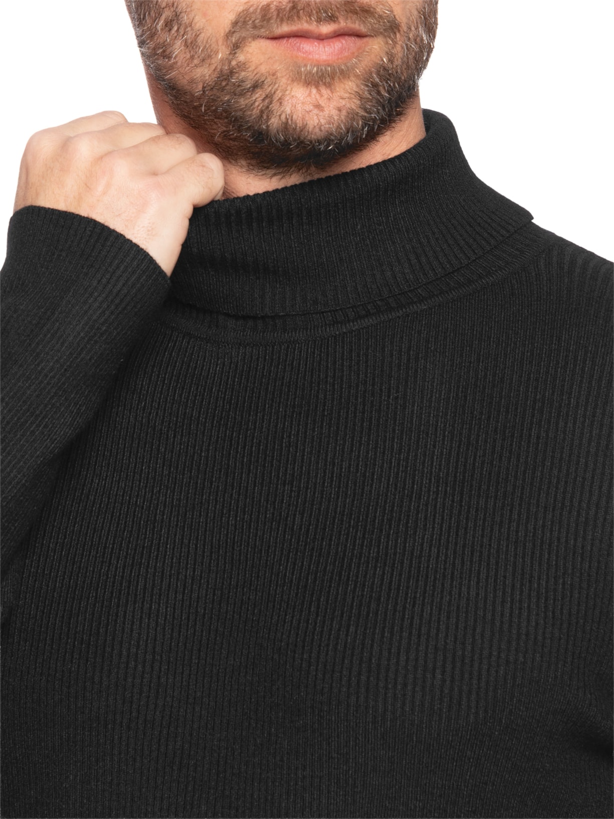 Suéter Masculino Básico Gola Alta Preto '2 Essential