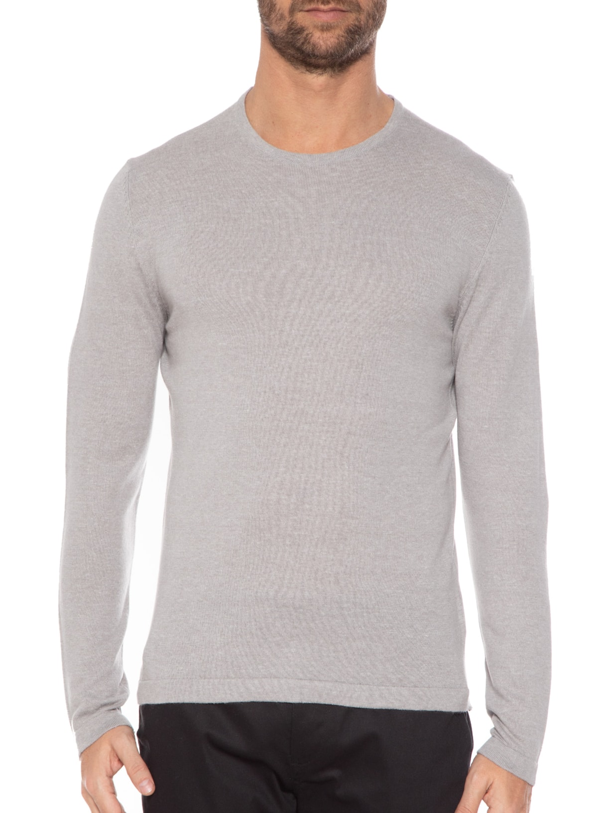 Suéter Masculino Básico Gola Careca Cinza '2 Essential