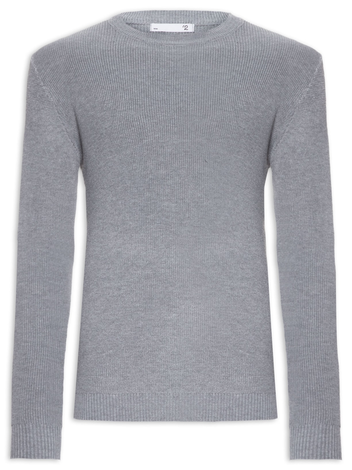 Suéter Masculino Básico Gola Careca - Cinza