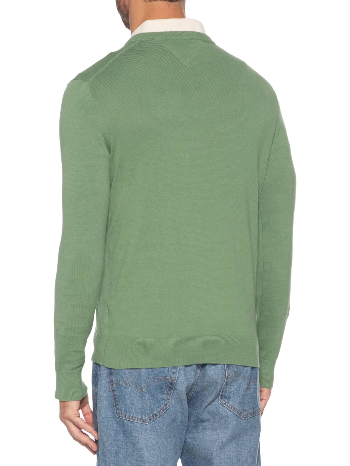 Suéter Masculino Básico Gola Careca Em Algodão Essential Verde Tommy Hilfiger