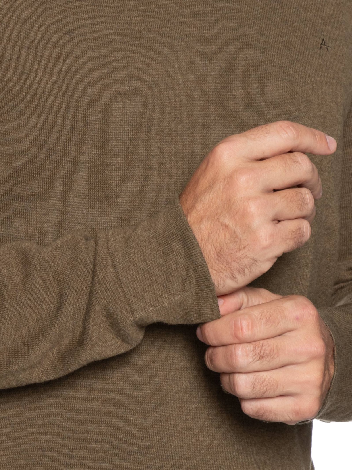 Suéter Masculino Básico Gola Careca Em Tricot Marrom Aramis