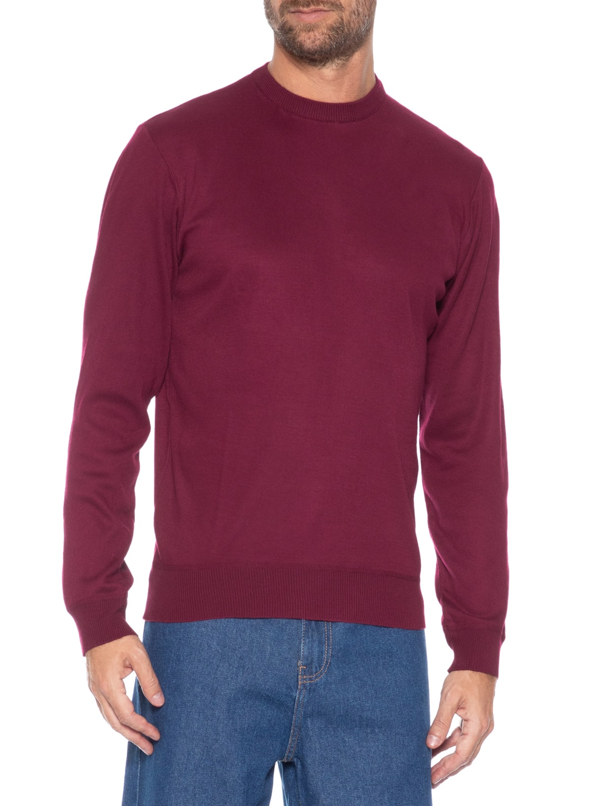 Suéter Masculino Básico Gola Careca Vermelho Basiq Men