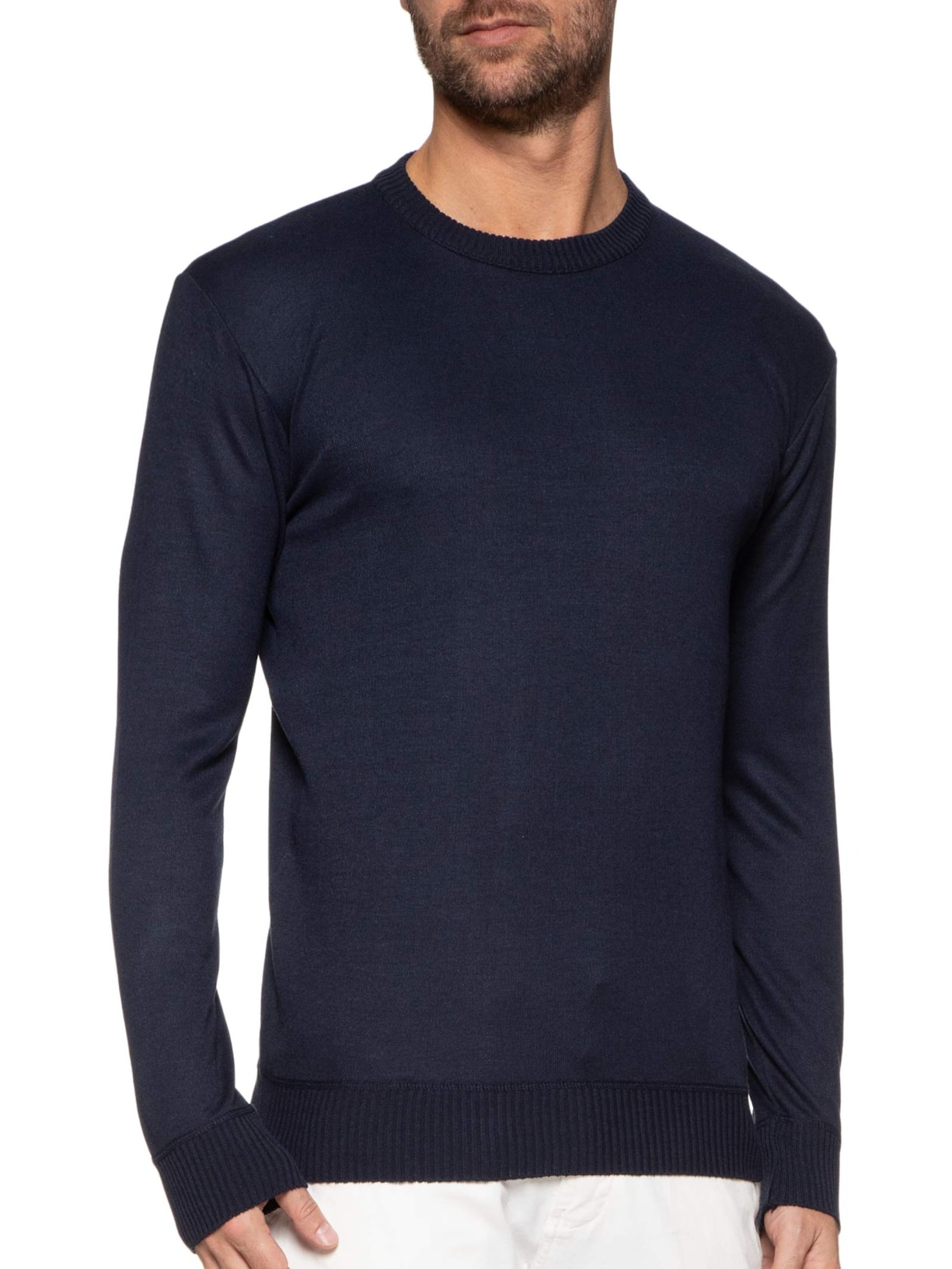 Suéter Masculino Básico Gola Redonda Azul '2 Essential