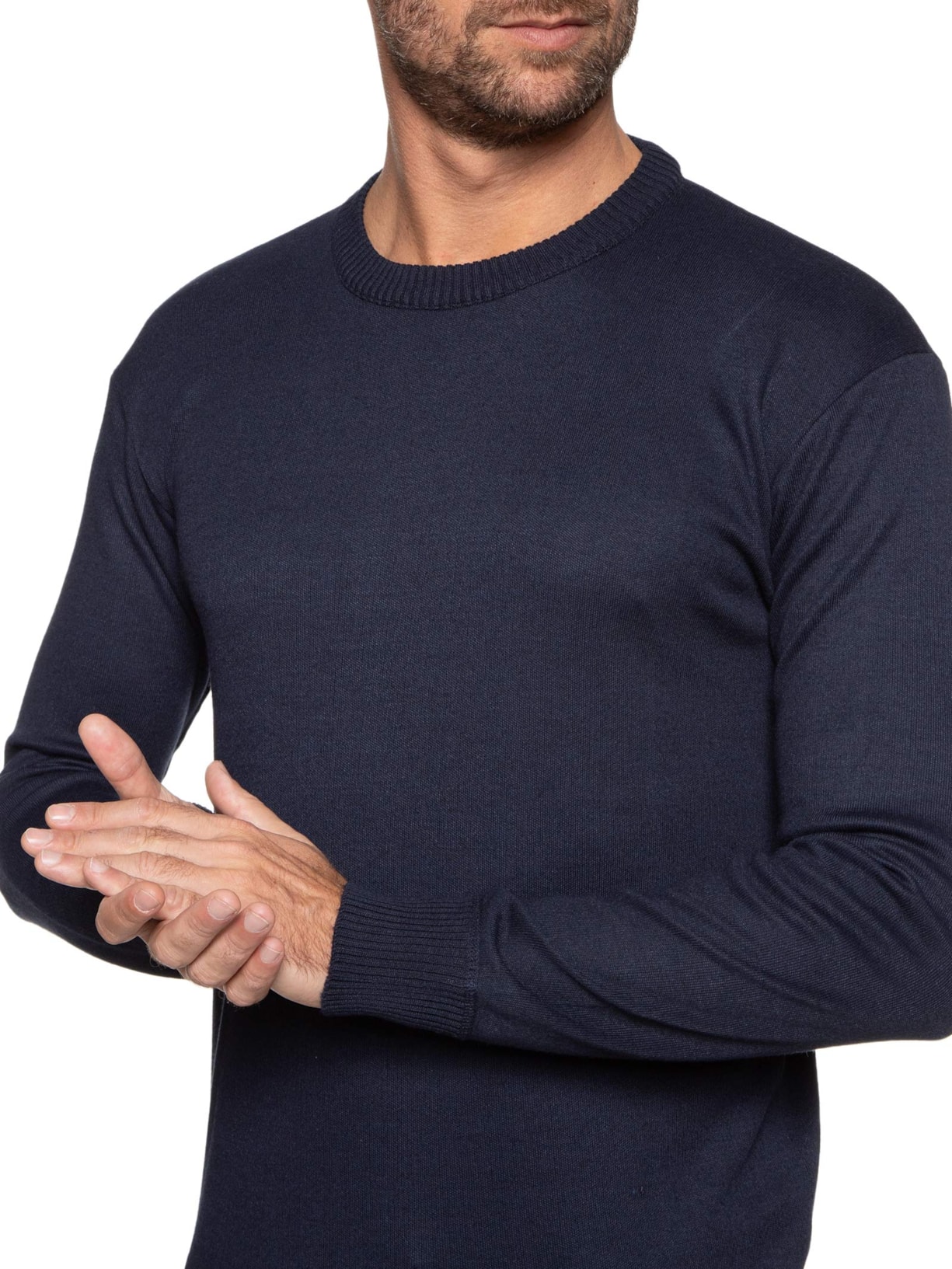Suéter Masculino Básico Gola Redonda Azul '2 Essential