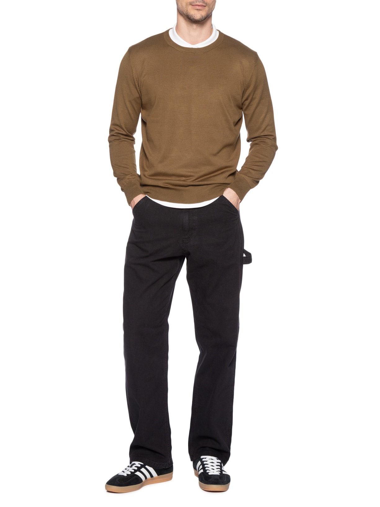 Suéter Masculino Básico Gola Redonda Marrom Basiq Men