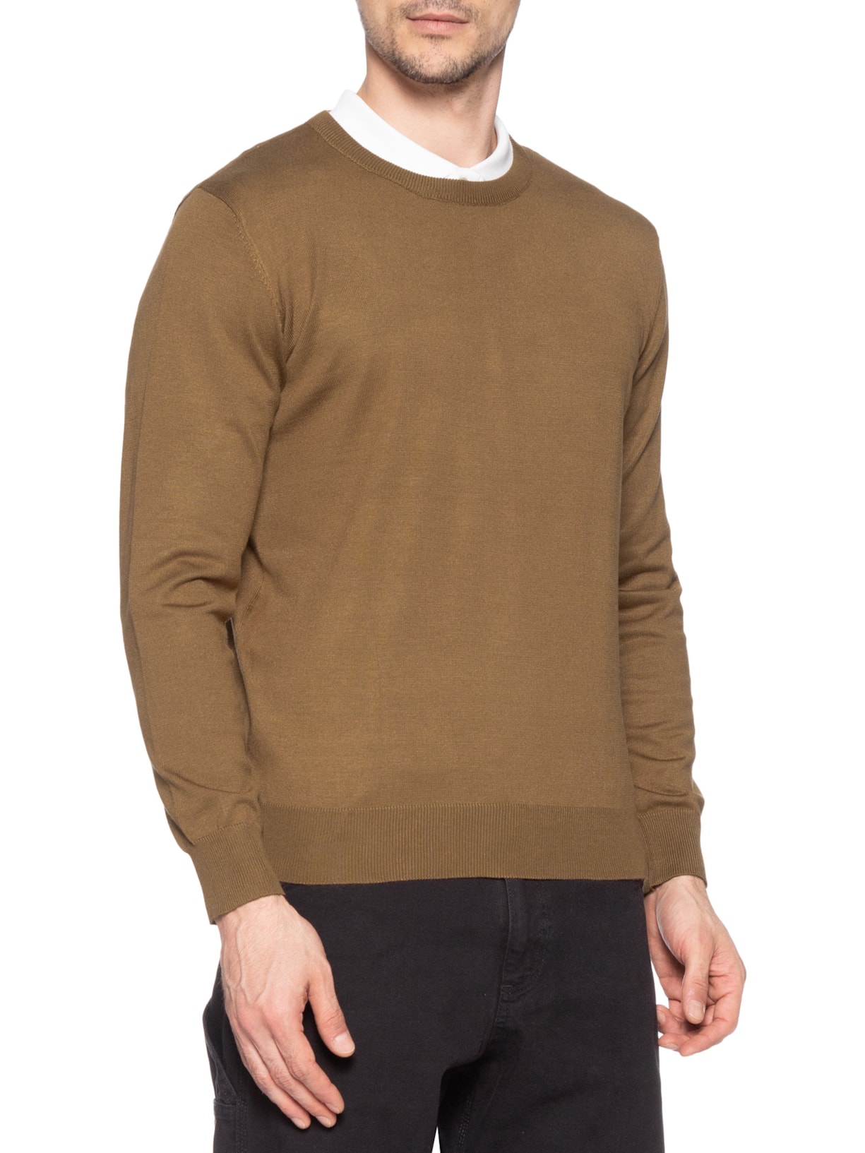 Suéter Masculino Básico Gola Redonda Marrom Basiq Men