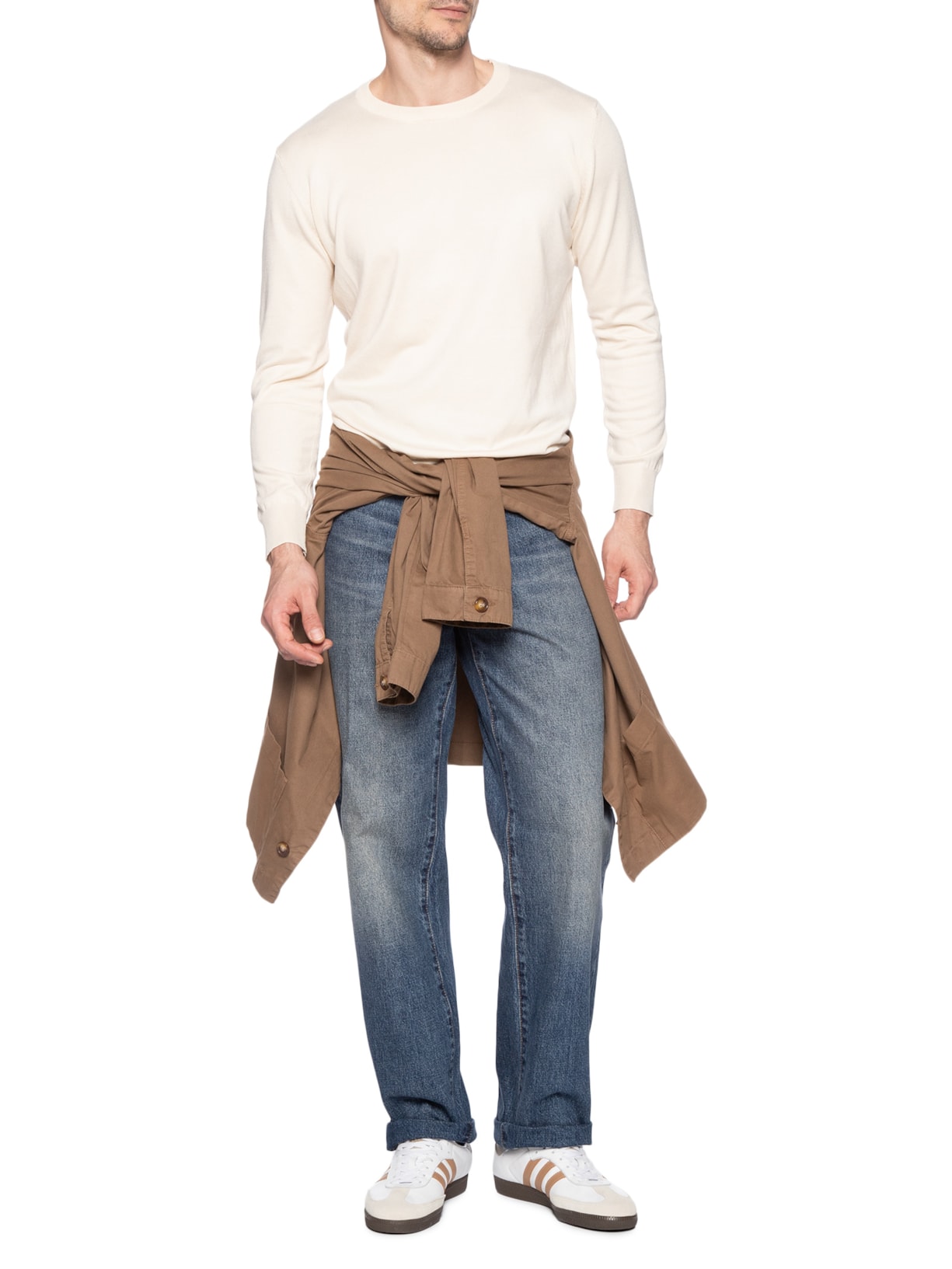 Suéter Masculino Básico Gola Redonda Off White Basiq Men