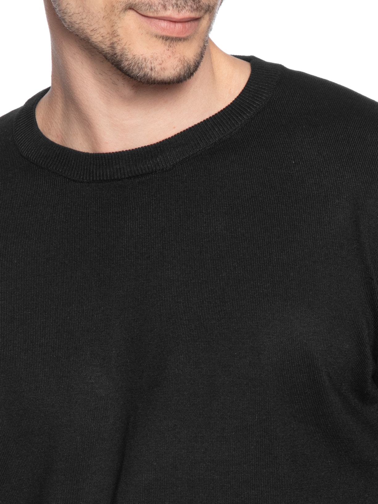 Suéter Masculino Básico Gola Redonda Preto Basiq Men