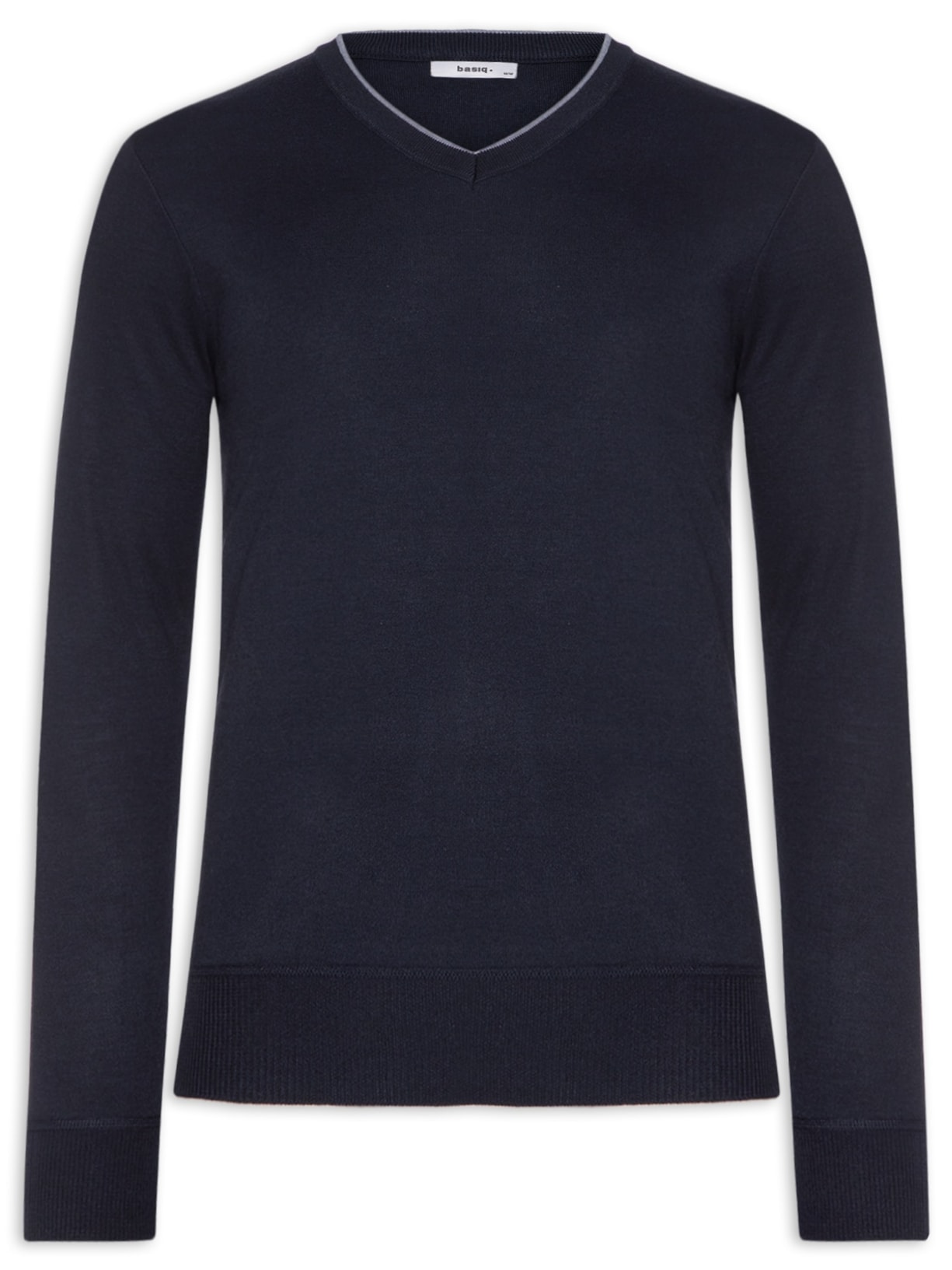 Suéter Masculino Básico Gola V - Azul