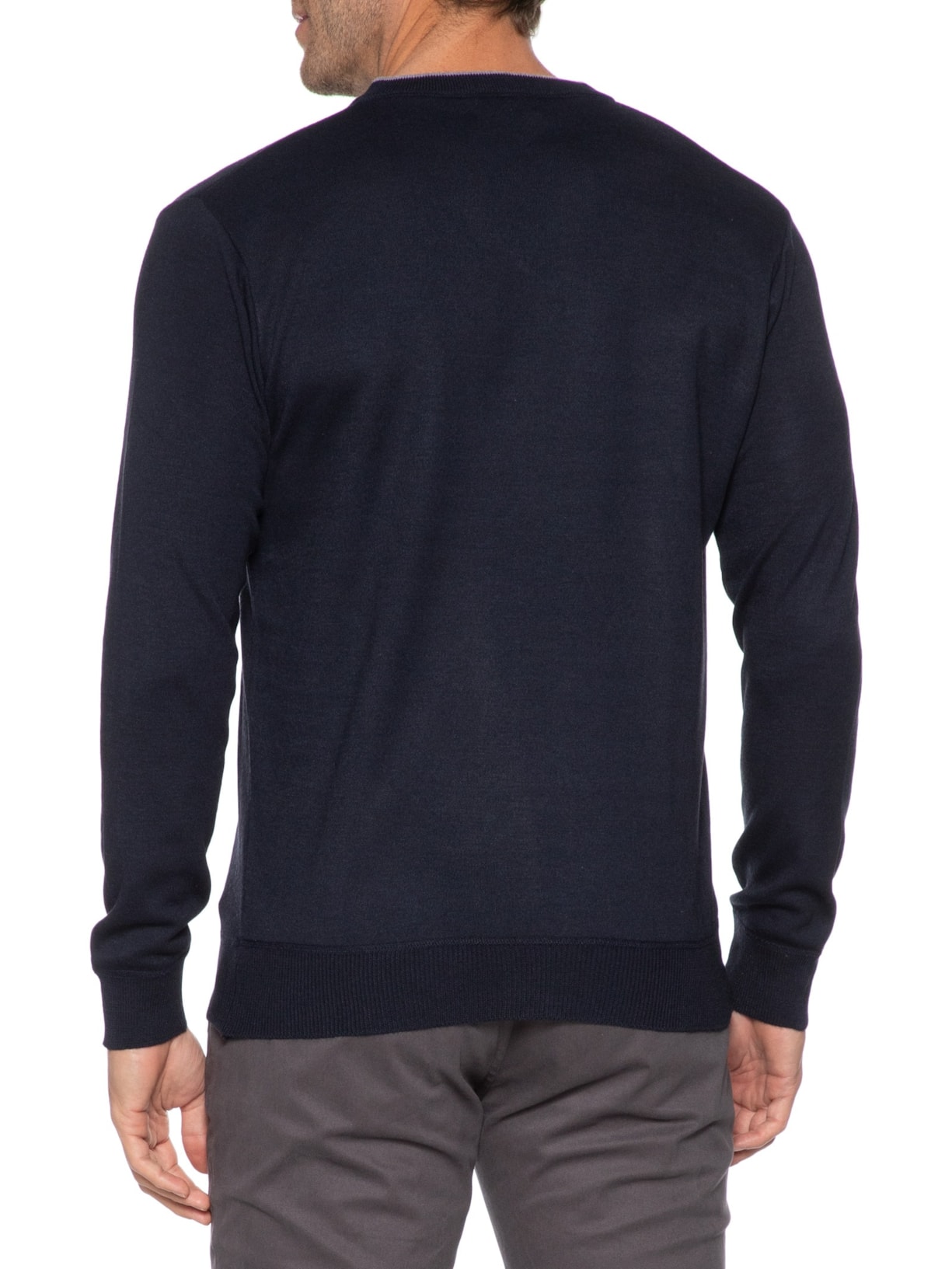 Suéter Masculino Básico Gola V Azul Basiq Men