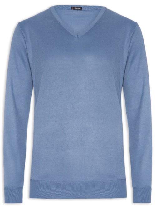 Suéter Masculino Básico Gola V – Azul