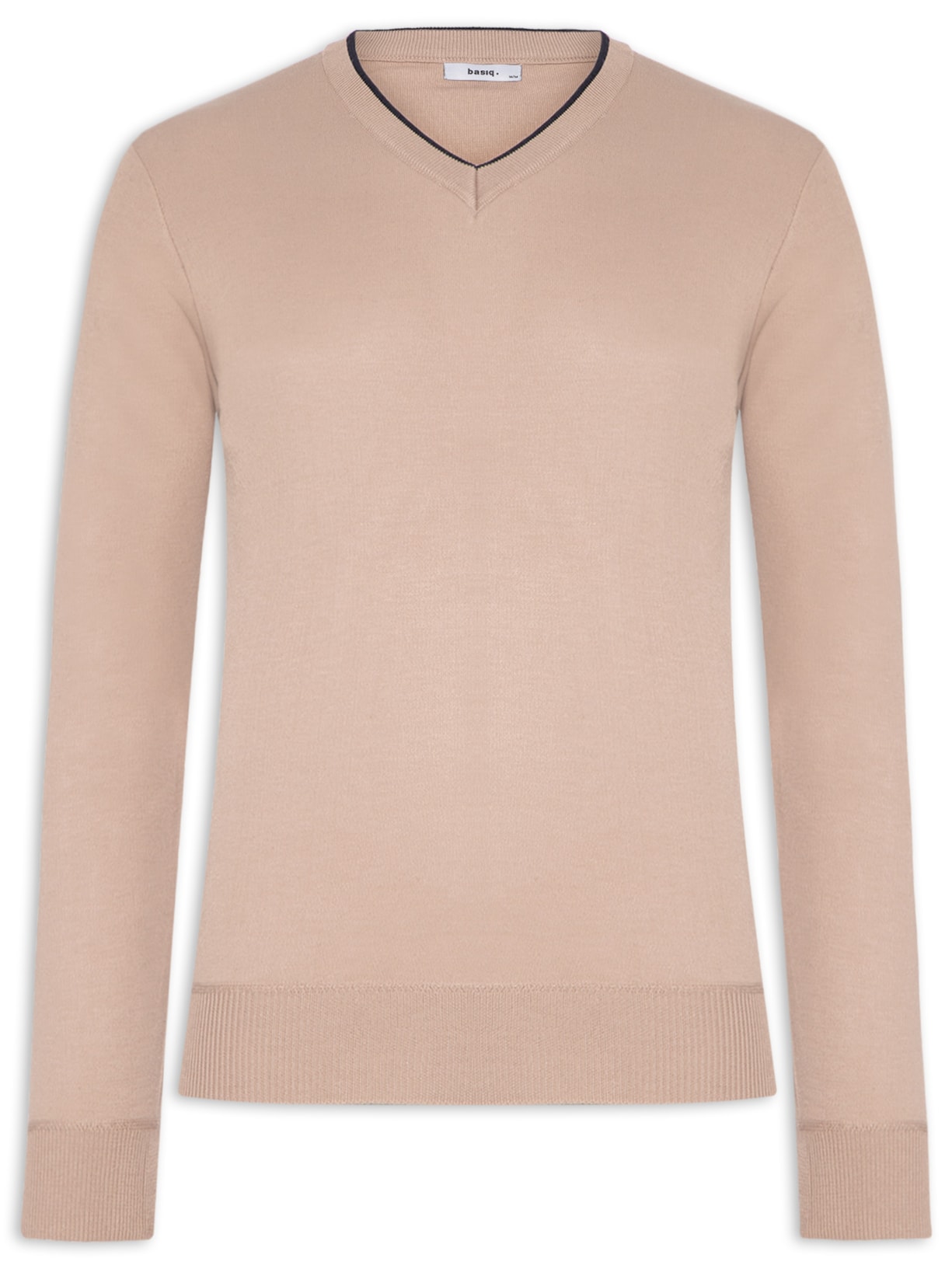 Suéter Masculino Básico Gola V - Bege