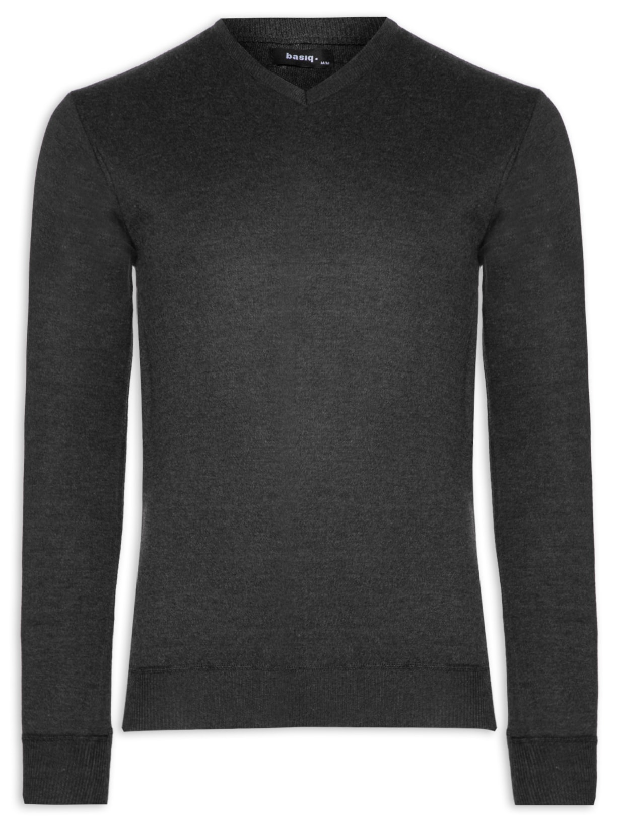 Suéter Masculino Básico Gola V - Preto