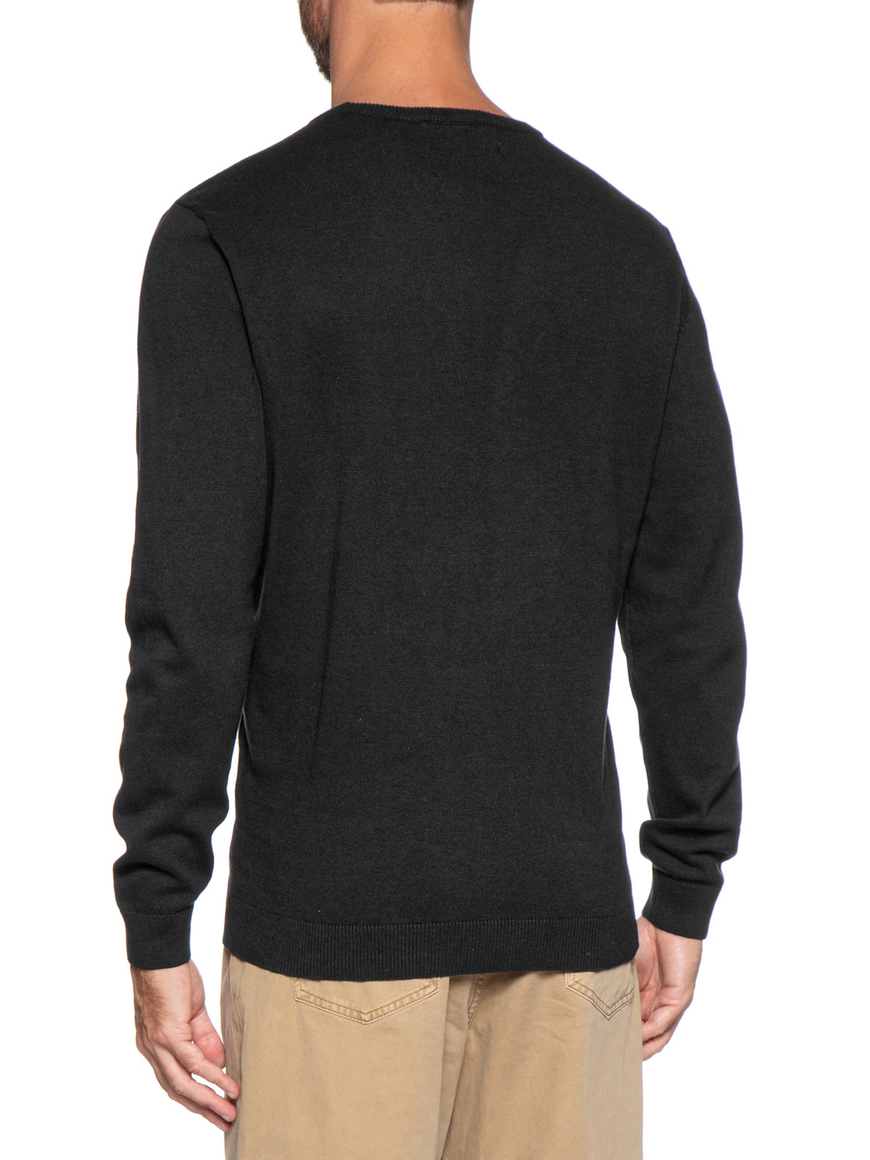 Suéter Masculino Básico Liso Gola Careca Preto Hering