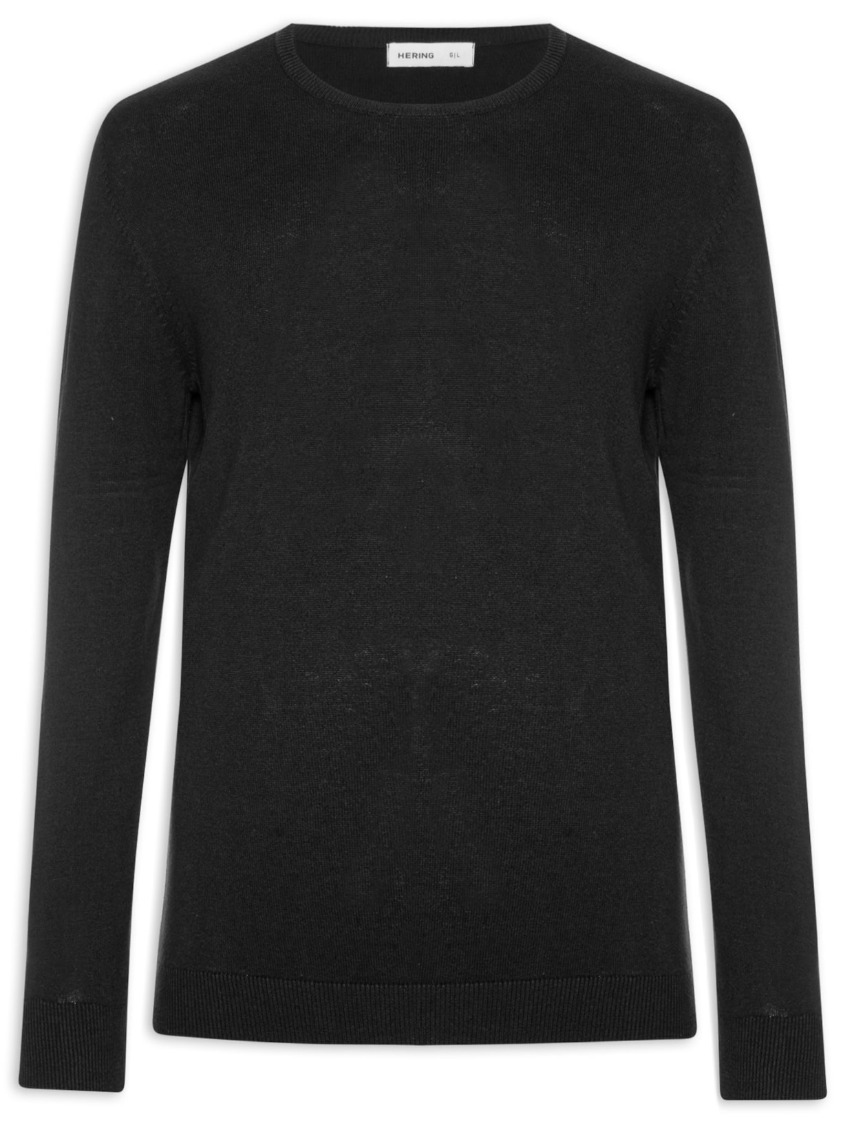 Suéter Masculino Básico Liso Gola Careca Preto Hering