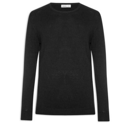 Suéter Masculino Básico Liso Gola Careca - Preto