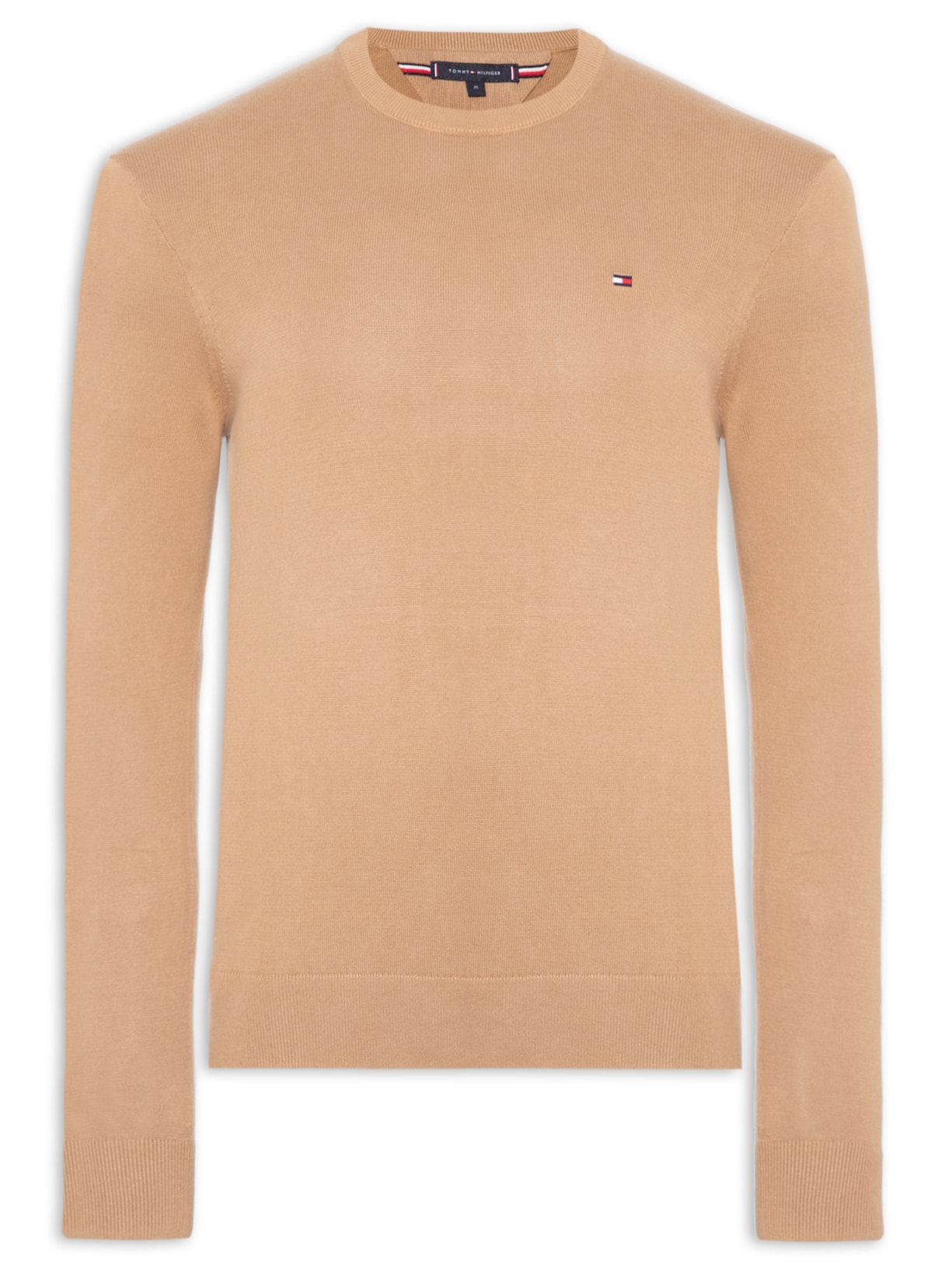 Suéter Masculino Básico Regular Fit em Tricot de Algodão - Bege