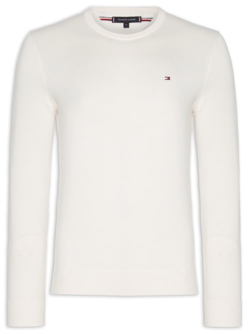 Suéter Masculino Básico Regular Fit Em Tricot De Algodão - Branco