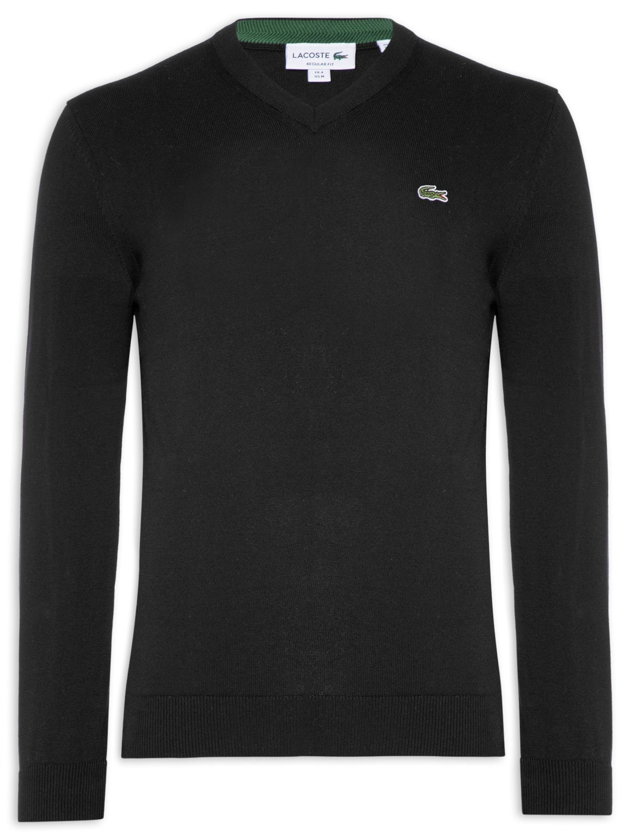 Suéter Masculino Básico Regular Fit Gola V Em Algodão - Preto