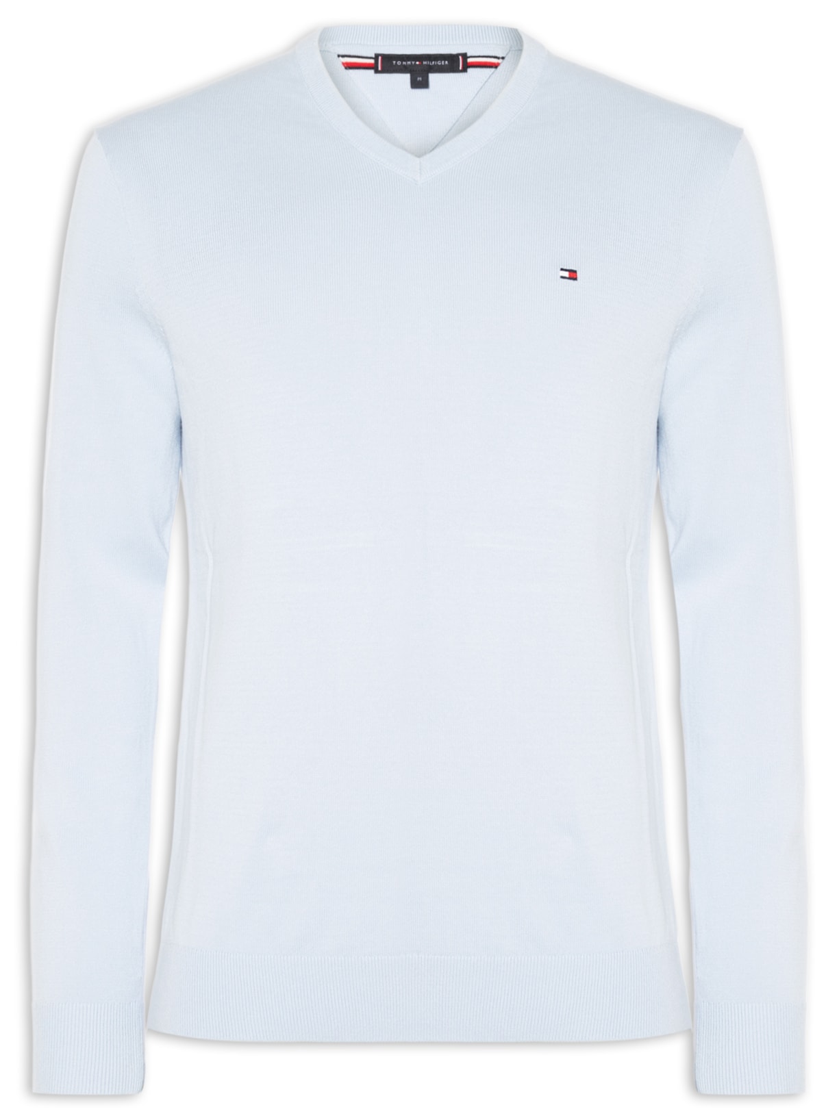 Suéter Masculino Básico Regular Fit Gola V Em Tricot De Algodão - Azul